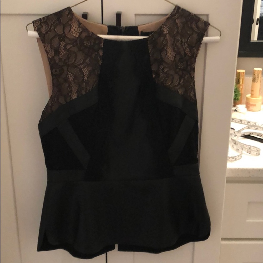 Bcbg Laine faux leather and lace top size S